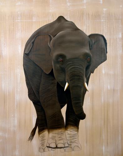  elephas maximus baby elephant asian delete threatened endangered extinction  動物画 Thierry Bisch Contemporary painter animals painting art decoration nature biodiversity conservation
